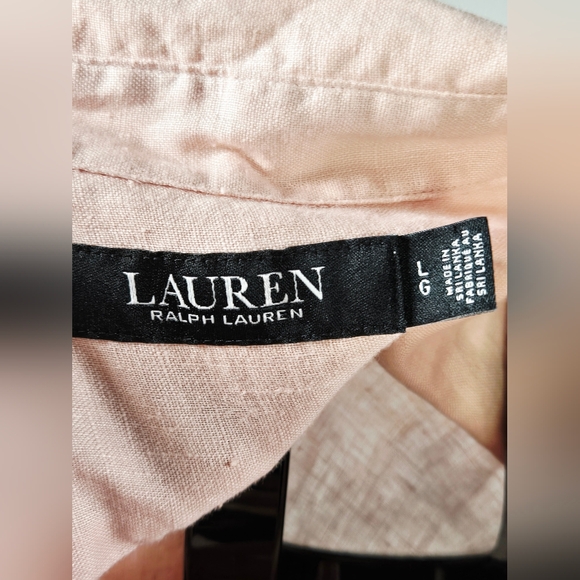 Ralph Lauren Black Label Linen Tie Front Minimalist Elevated Basic Top, Large - Picture 3 of 3